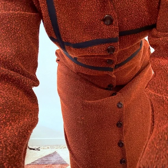 Julian Taylor Terracotta Long Sleeve Dress with Black Accents - Picture 10 of 10